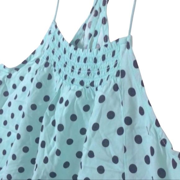 4/$32 No Boundaries size medium teal/light blue top black polka dots keyhole NWT - Picture 8 of 16